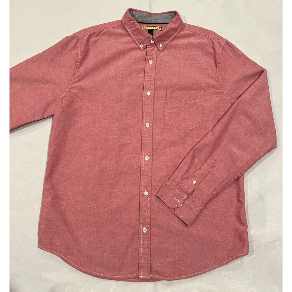 Prince & Fox Long-Sleeve Button-Down Shirt- Red, Size L